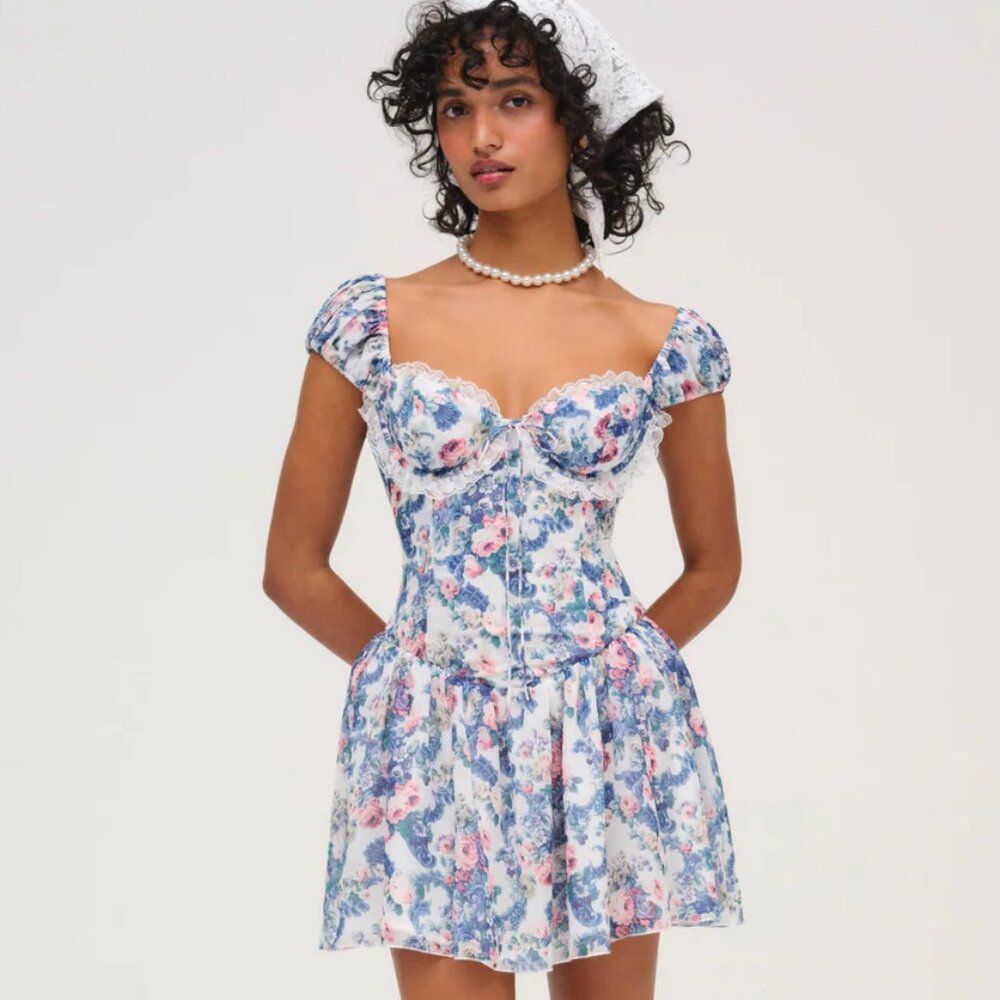 FOR LOVE & LEMONS Audrey Floral Mini Dress NWT